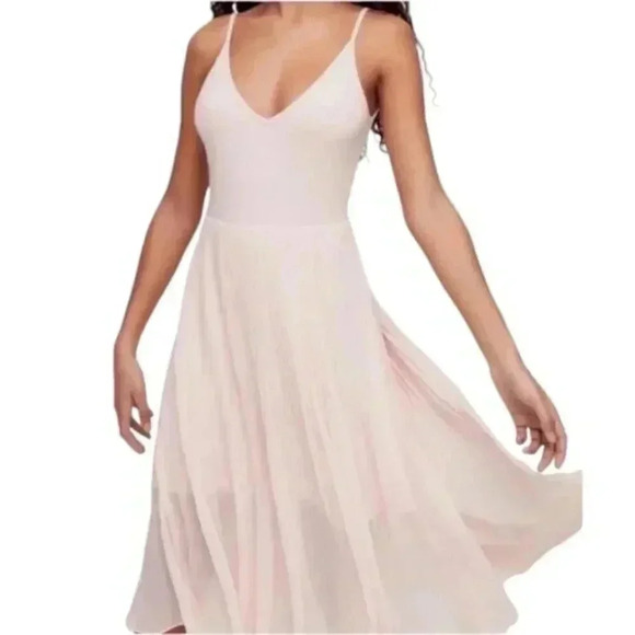 Aritzia Wilfred Daphnee Dress Pink Balletcore Flowy Tank  Midi Pleated Size XXS - Picture 1 of 16